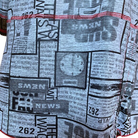 VINTAGE - B&W Red - Graphic Print Tunic Top - Medium - Picture 4 of 12